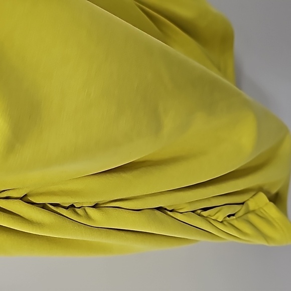 Express Chartreuse Scoop Neck Bodycon Dress Rusched Sides - Picture 8 of 17